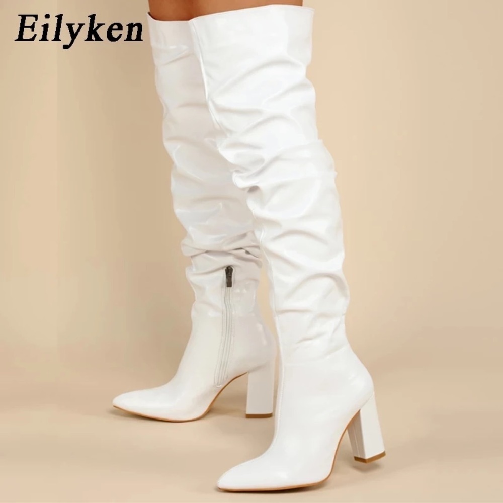 ❌SOLD❌Women Winter White Over-the-knee boots High Heels Zipper